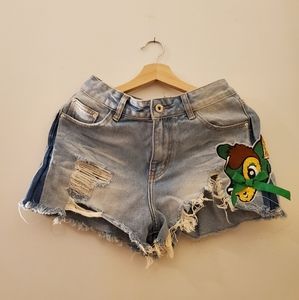 Bambi Distressed Mid-Waist Denim Shorts